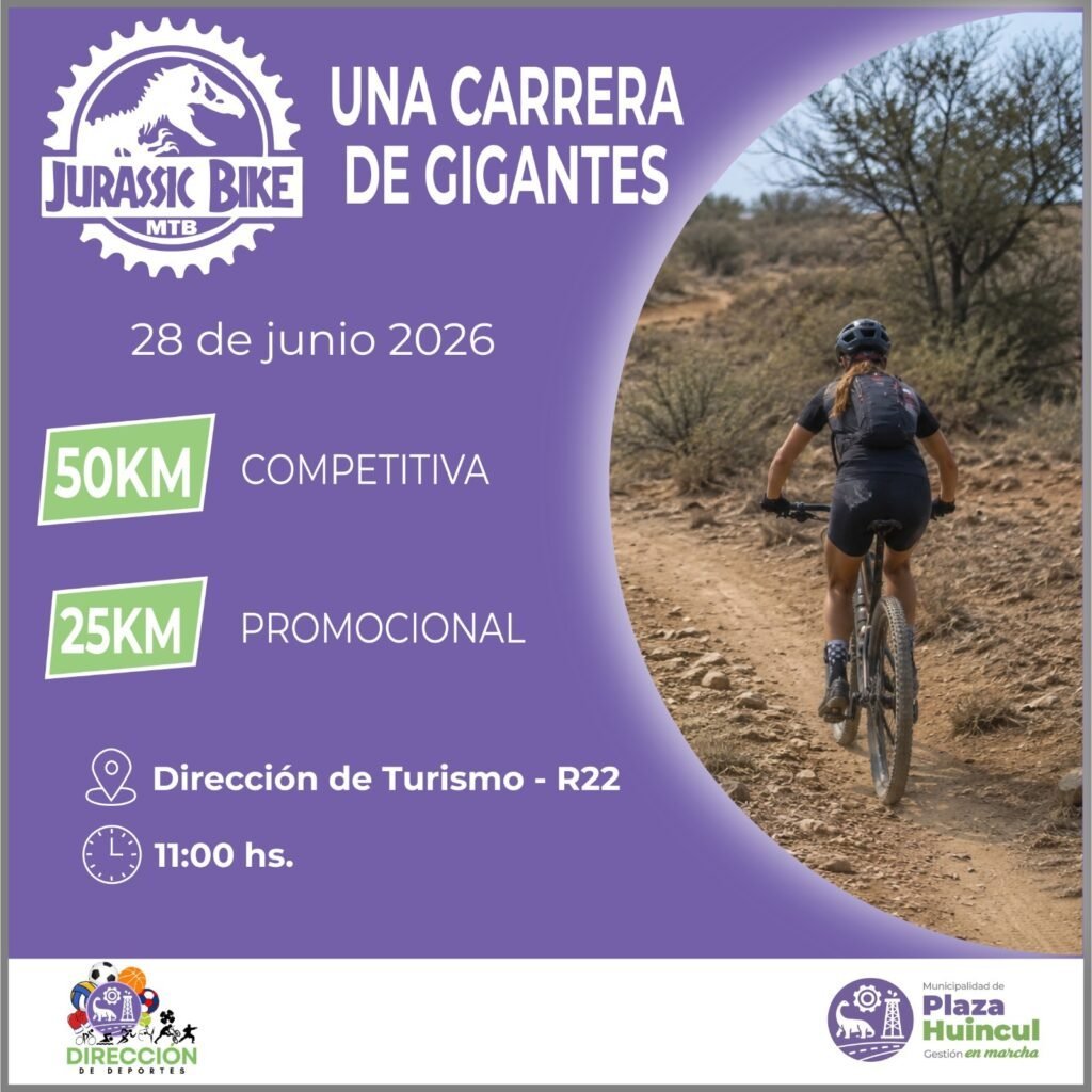 UNA CARRERA DE GIGANTES: PLAZA HUINCUL SE PREPARA PARA LA JURASSIC BIKE 2026